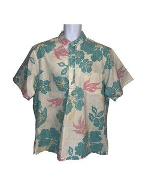 VTG Kahala Button Shirt Mens XL Floral Plumeria Vacation Aloha Hawaiian Retro